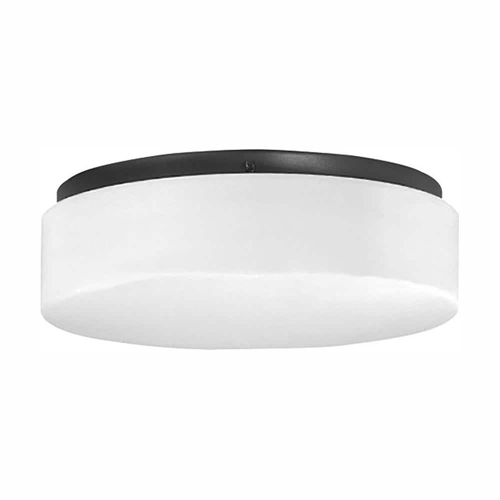 11 in. LED Drums 21-Watt Black Integrated LED Flush Mount for Garage and Pantry - Hercitys
