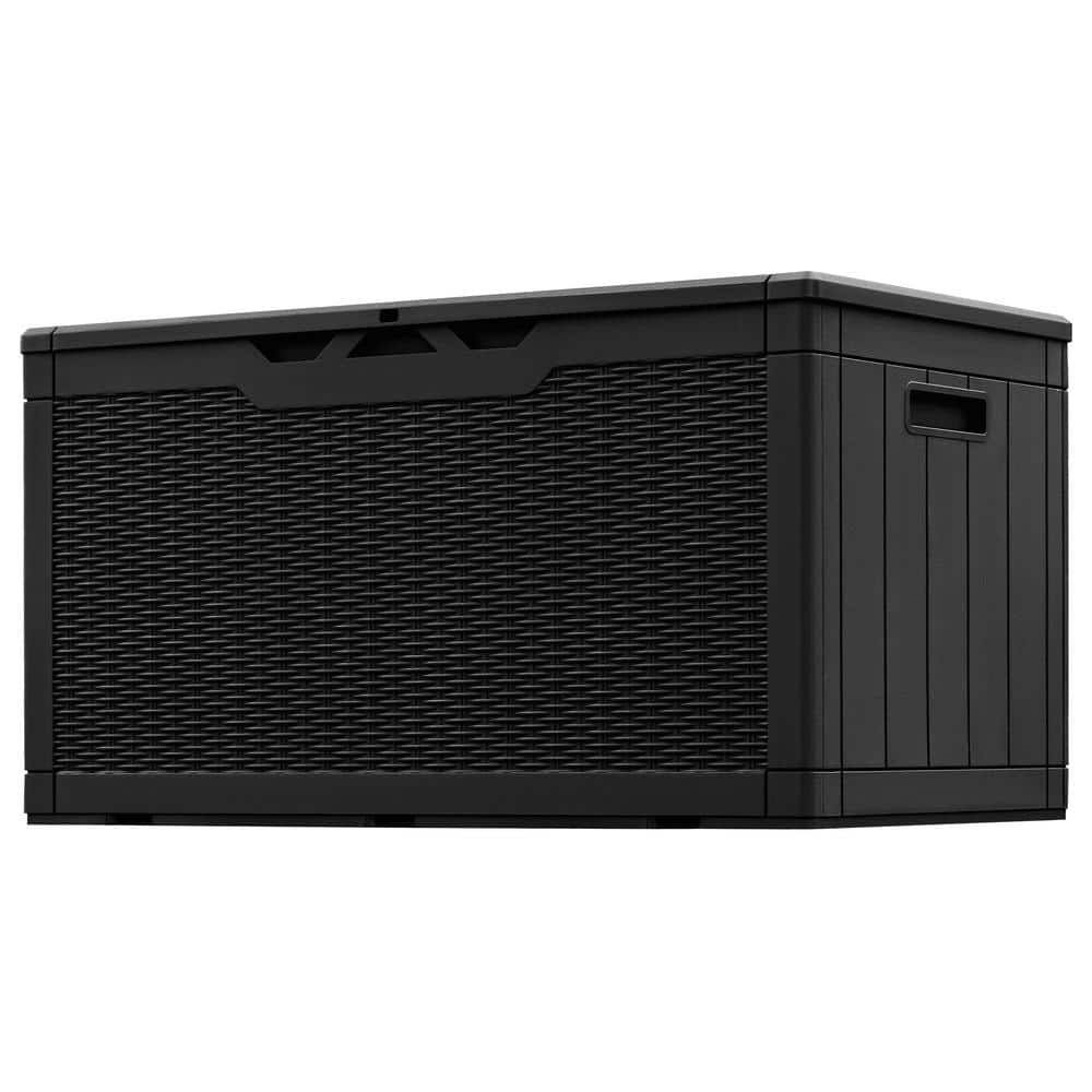 100 Gal. Fusion Style Deck Box Black Outdoor Resin Storage Box - Hercitys