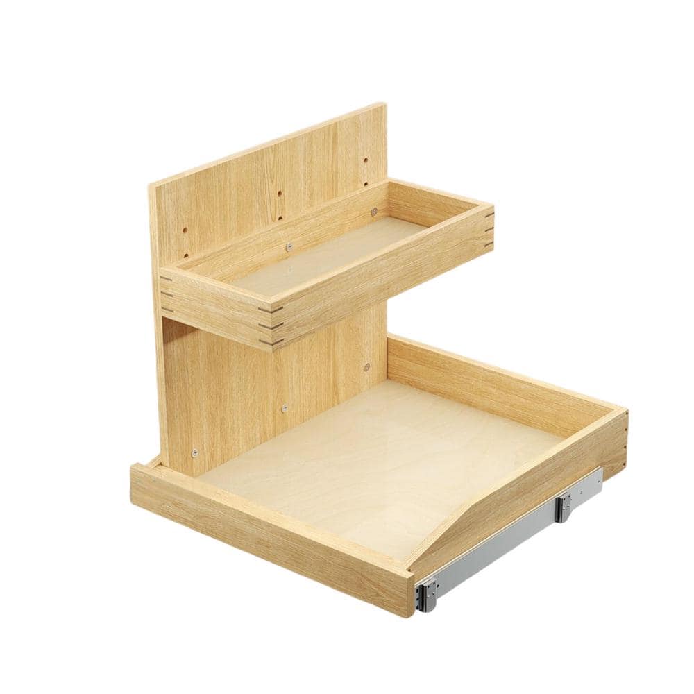 19.5 in. W Kitchen Under Sink Organizers and Storage Drawer, Pull Out Drawer with Hard Close, Adjustable (Left)-Natural - Hercitys