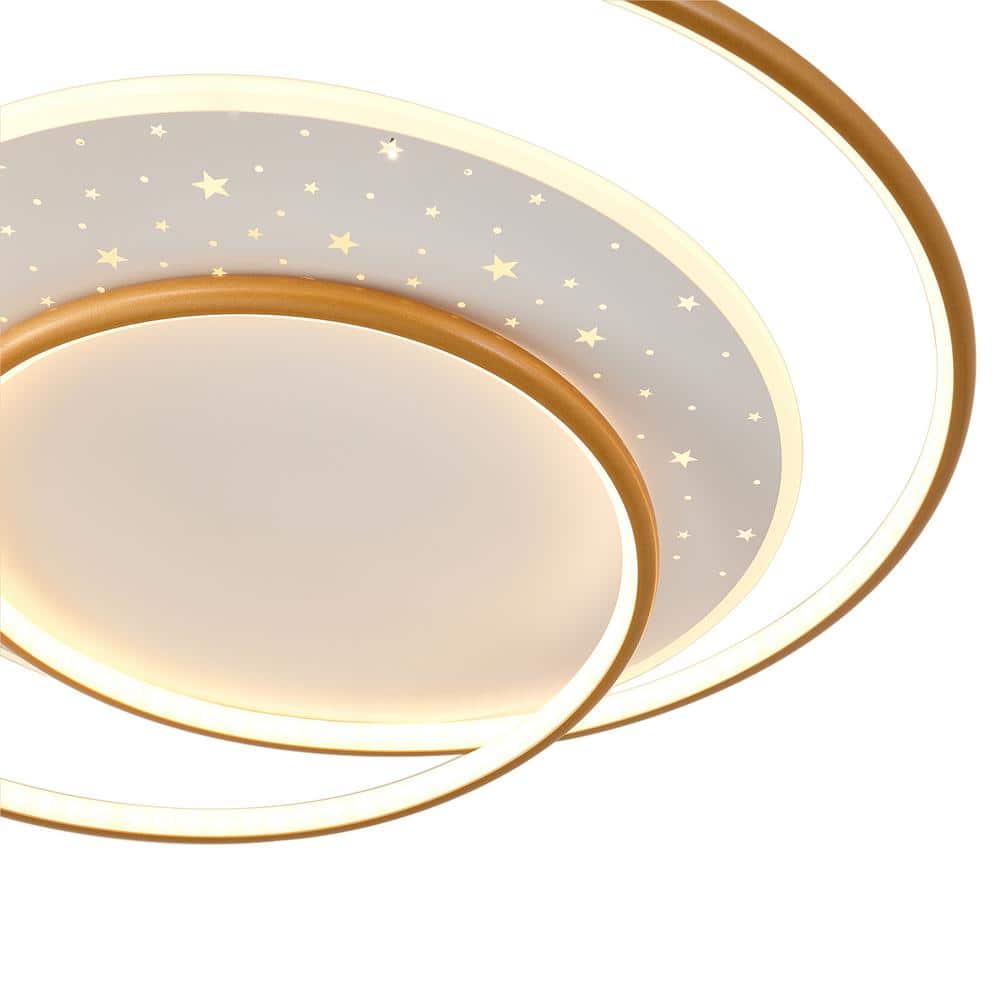 19.68 in. Gold Modern Simple Style Selectable LED Flush Mount Ceiling Light with Remote Control - Hercitys