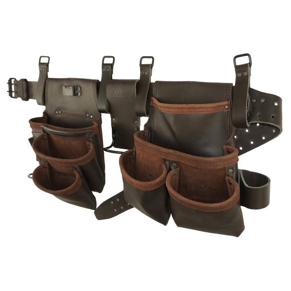 10-Pocket Oil Tanned Leather Tool Pouch Set - Hercitys