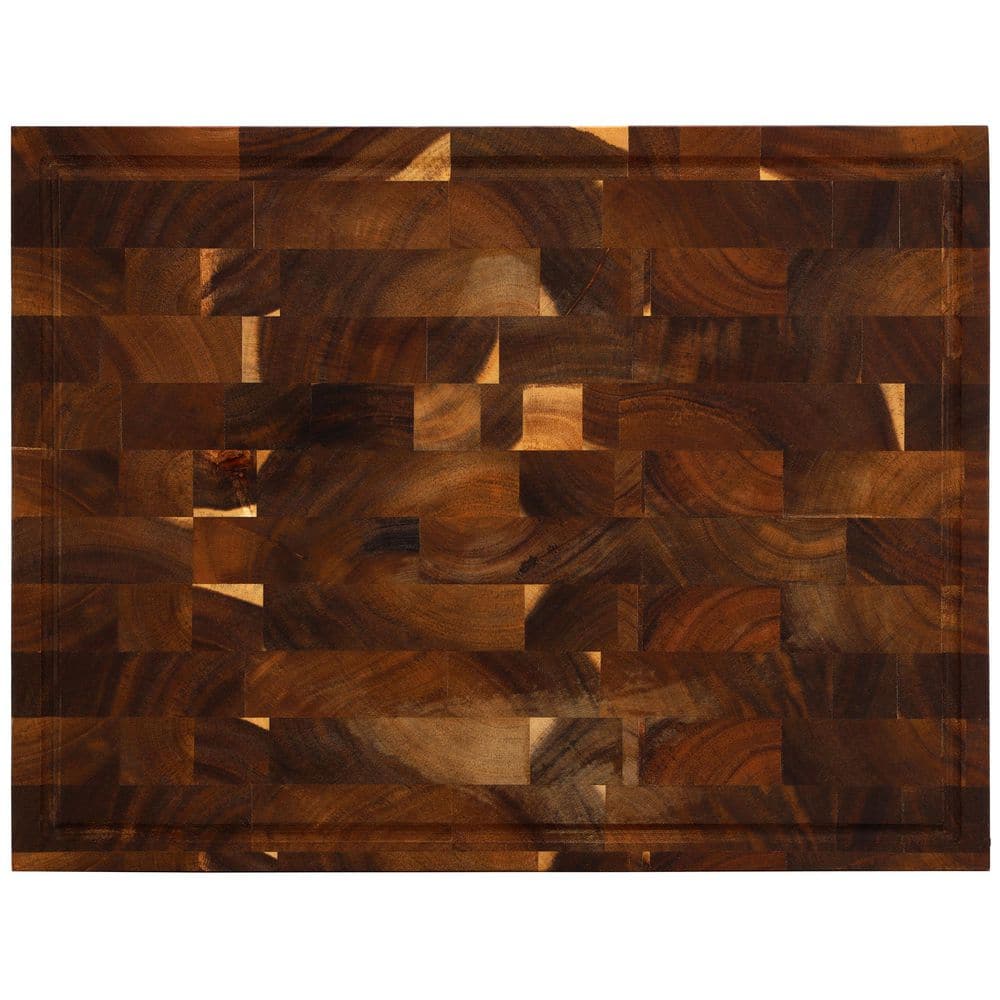 17 x 13 Inch Acacia Wood Butcher Block Carving and Cutting Board with Juice Groove - Hercitys
