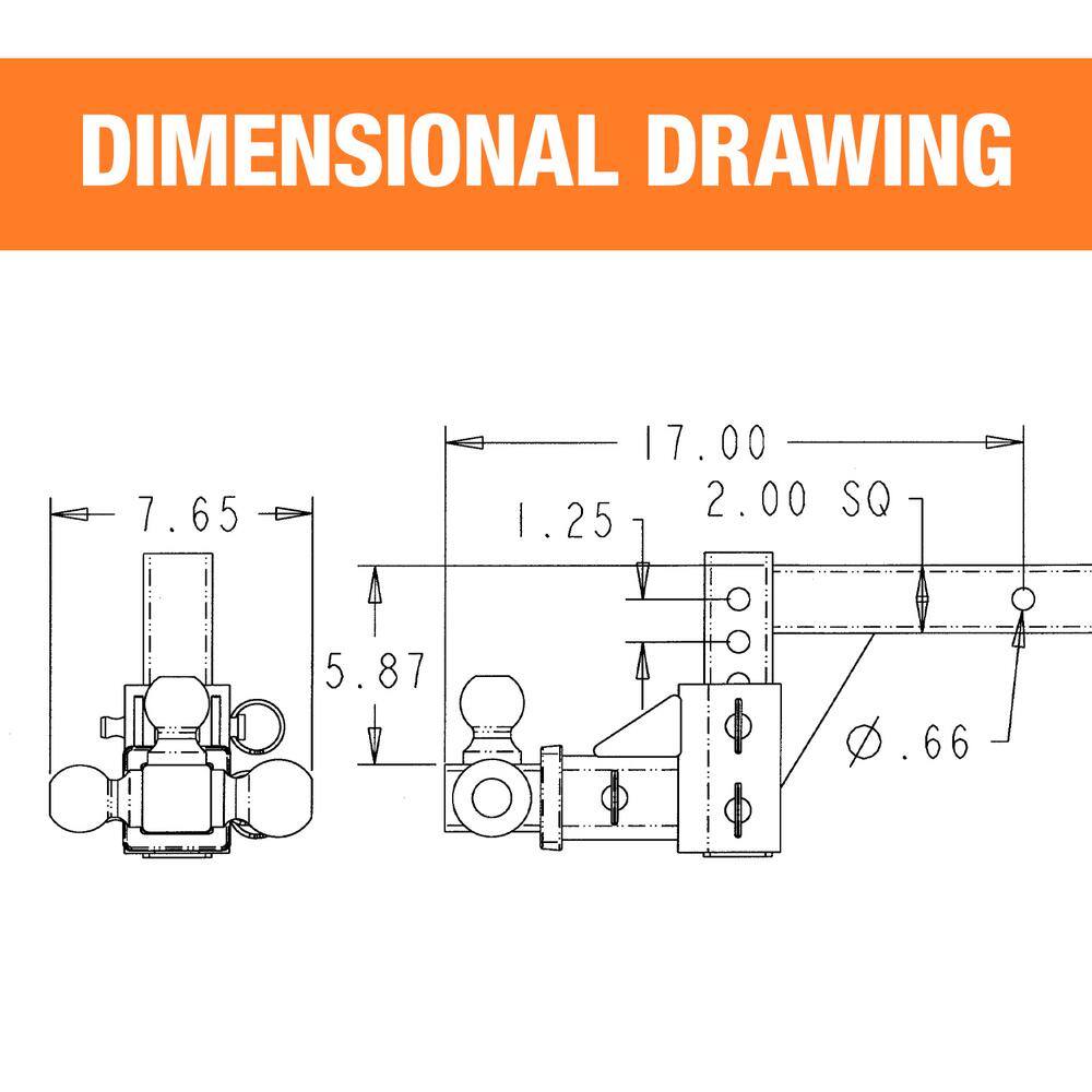 1-7/8 in., 2 in., 2-5/16 in. Chrome Towing Balls Adjustable Tri-Ball Hitch - Hercitys