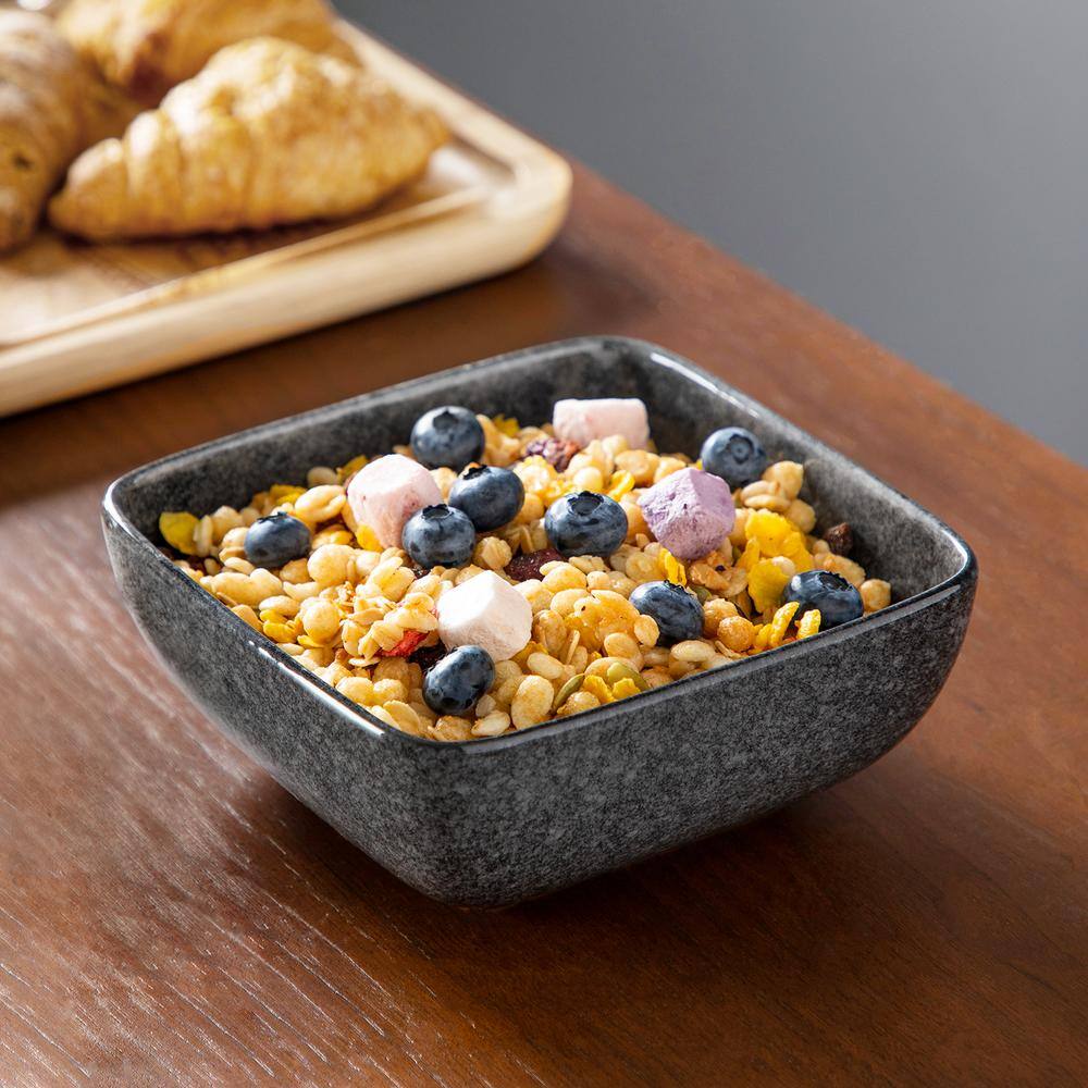 12-Piece Gray Stoneware Dinnerware Set Bowls and Plates Set Service for 4 - Hercitys