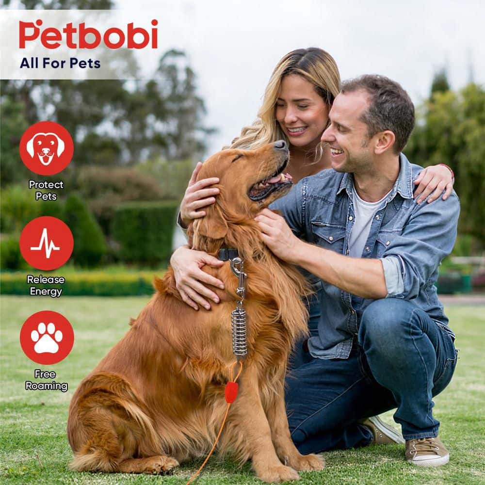 30 ft. Heavy Duty Tie-Out Dogs Cable with16 in. Ground Stake for Yard Camping and Beach, Orange - Hercitys