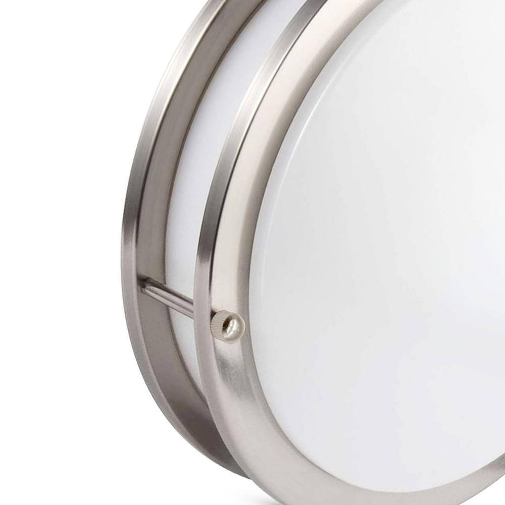 12 in. Brushed Nickel Dimmable LED 3000K Warm White Flush Mount Light Fixture - Hercitys