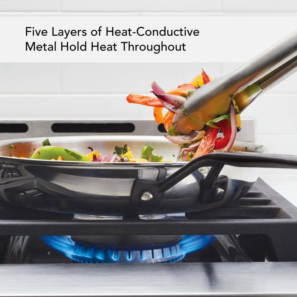 10 in. 5- Ply Clad Stainless Steel Induction Frying Pan Polished Stainless Steel - Hercitys