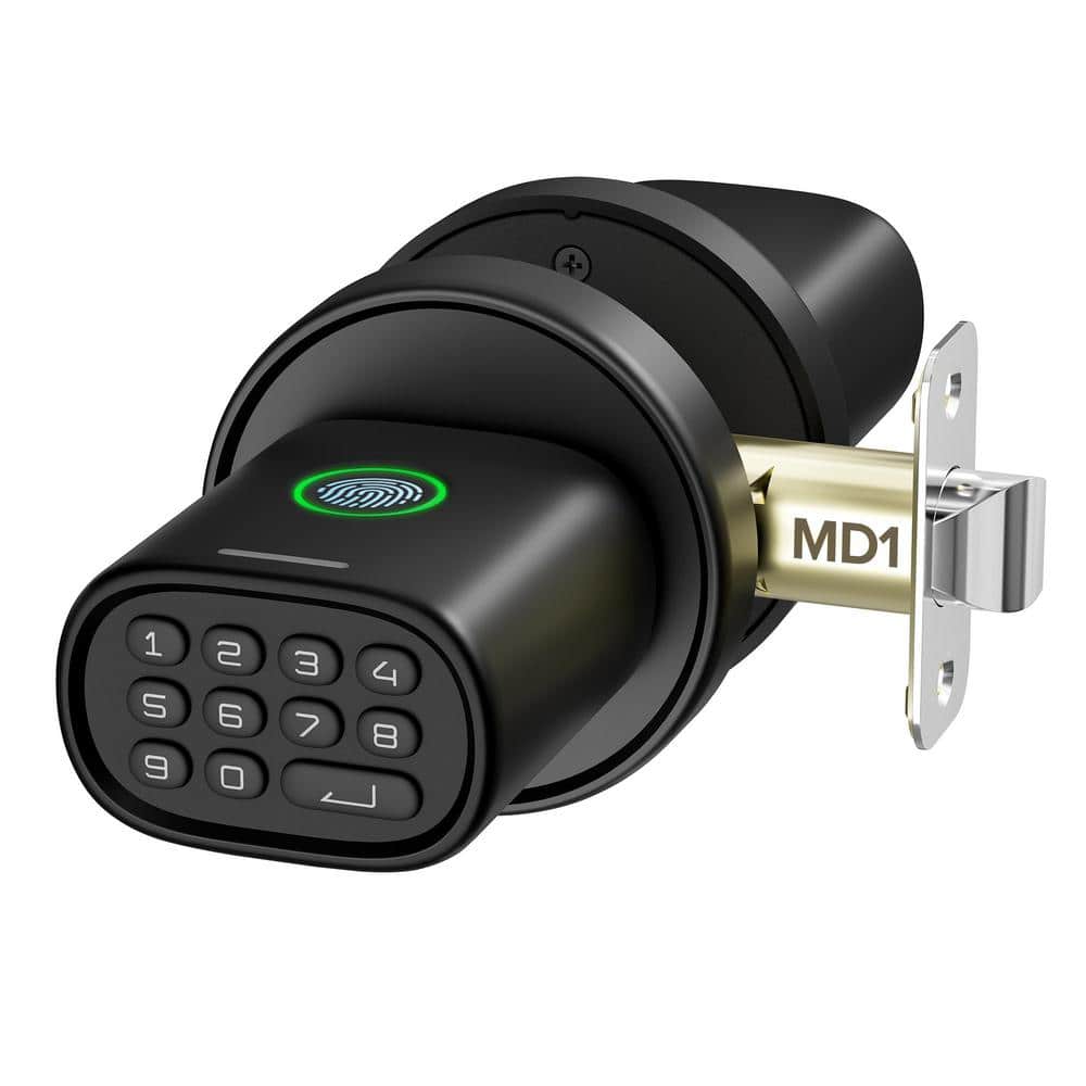 3 in 1 Keyless Smart Biometric Fingerprint Door Knob with Passcode Numeric Keypad and App Control in Black - Hercitys