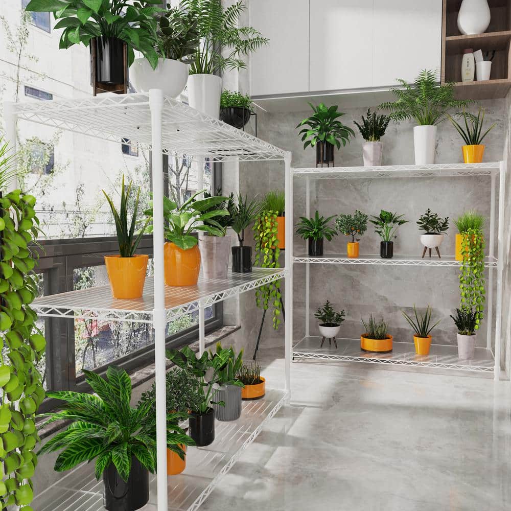 3-Tiers White Heavy Duty Steel Adjustable Wire Shelving Unit Garage Storage Rack (48 in. W x 48 in. H x 18 in. D) - Hercitys