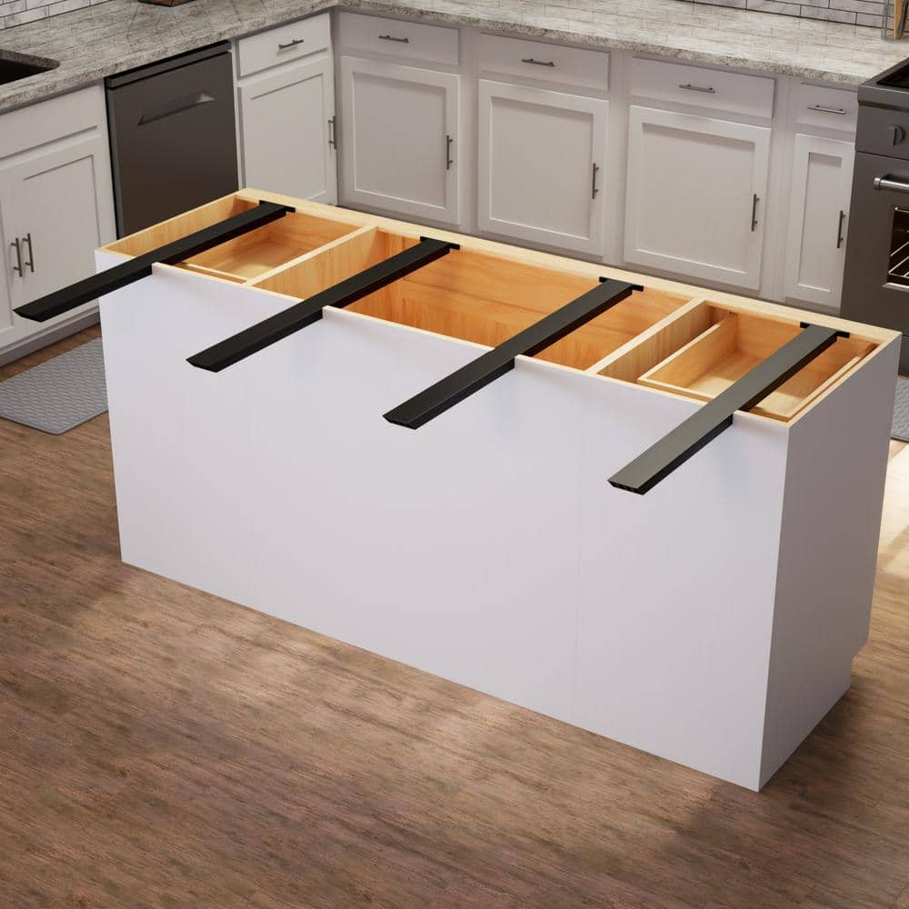 2.5in.  x 1in. x 28in. Black Aluminum Industrial Hidden Island Support Bracket - Hercitys