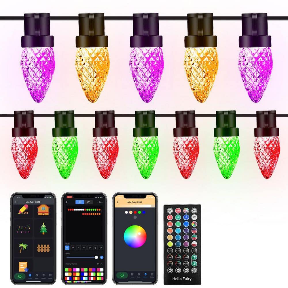 132Ft Smart String Lights 200 LED DIY Extendable C9 Color Changing APP Remote Controlled Timer Waterproof Programmable - Hercitys