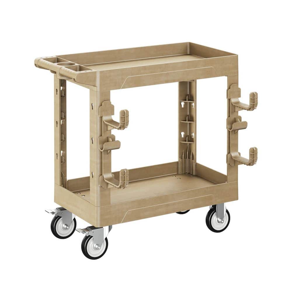 2-Tier Rolling Tool Cart with Wheels, Industrial Commercial/ Service Tool Cart, PP - Hercitys