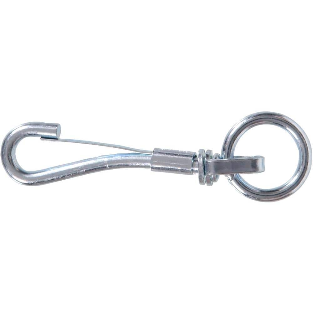 3/4 x 4-3/8 in. Spring Snap Round Swivel Eye with Ring in Zinc-Plated (10-Pack) - Hercitys