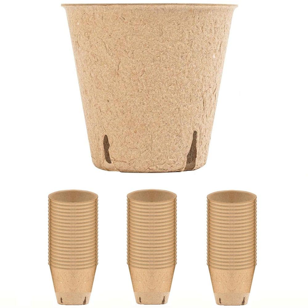 3.1 in. Peat Pots with 60 Piece Plant Labels Biodegradable Pots for Seedlings Starting Trays w/ Drainage Holes (60-Pack) - Hercitys