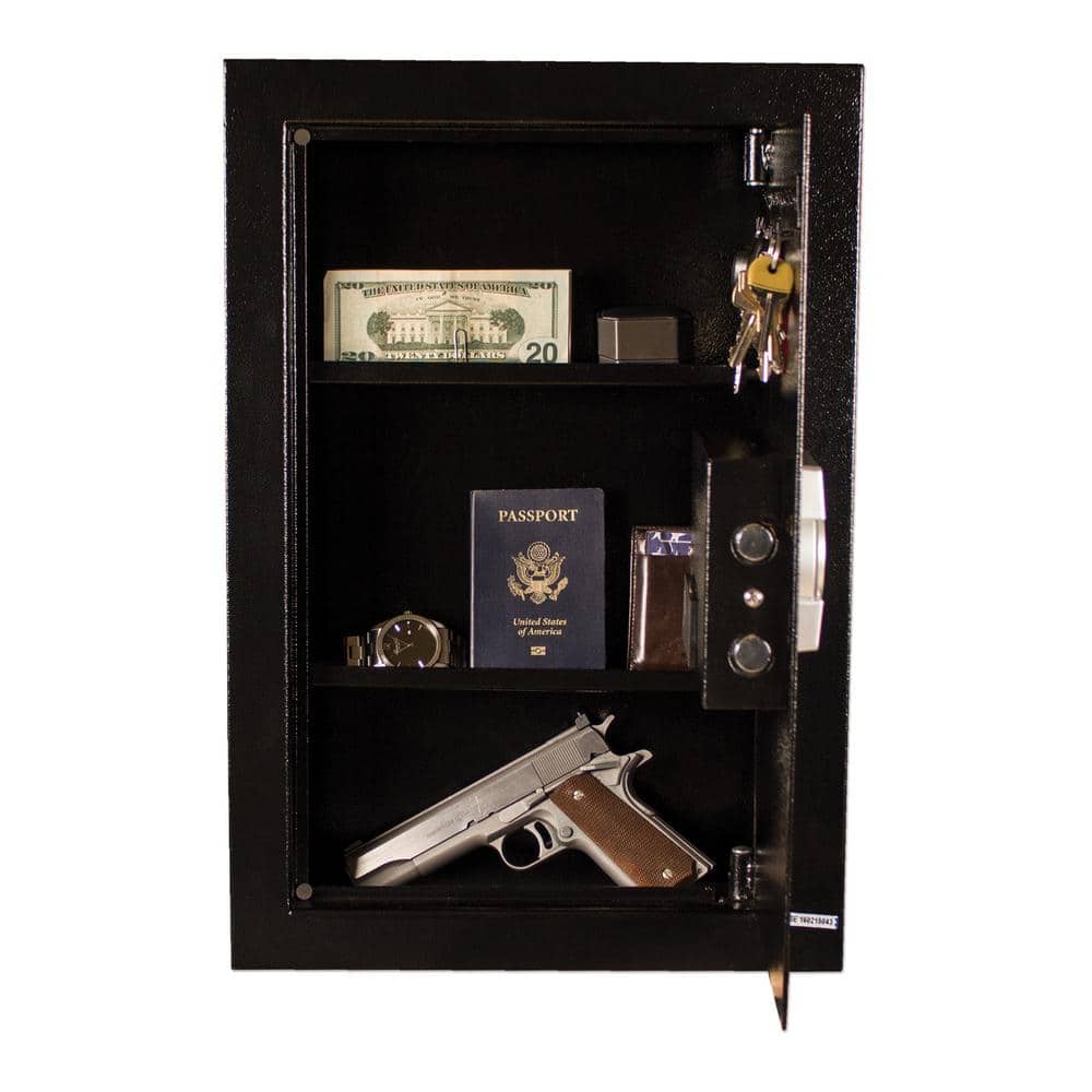 0.35 cu. ft. Steel Wall Safe with Electronic Lock, Black - Hercitys