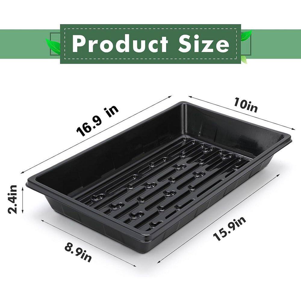 10-Pack Plant Growing Trays Reusable Durable Plastic No Holes Microgreens Seed Starter Transplant Flats - Hercitys
