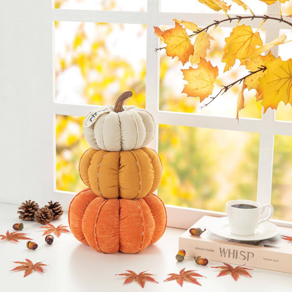 13 in. H Fall Stacked Fabric Pumpkin - Hercitys