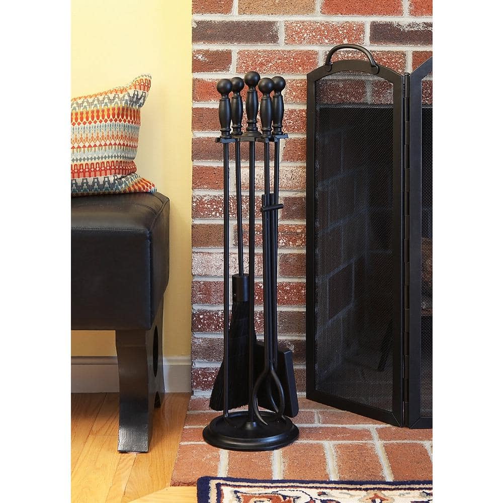 30.25 in. Tall 5-Piece Black Chelmsford Fireplace Tool Set - Hercitys