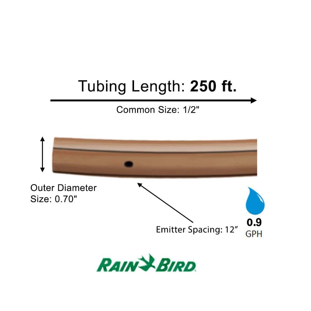 1/2 in. x 250 ft. Drip Emitter Tubing with 12 in. Spacing - Hercitys