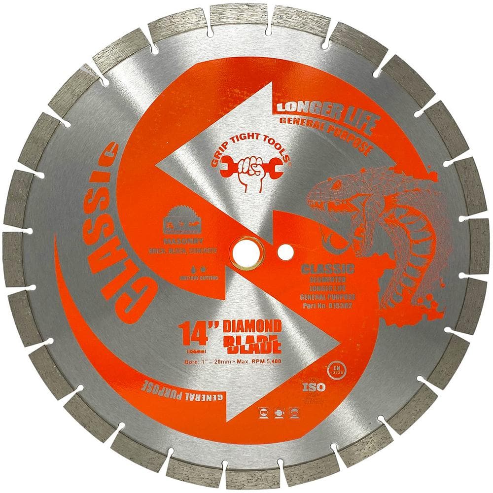 14 in. Classic Segmented General Purpose Diamond Blade for Granite, Marble, Concrete, Stone, Brick and Masonry - Hercitys