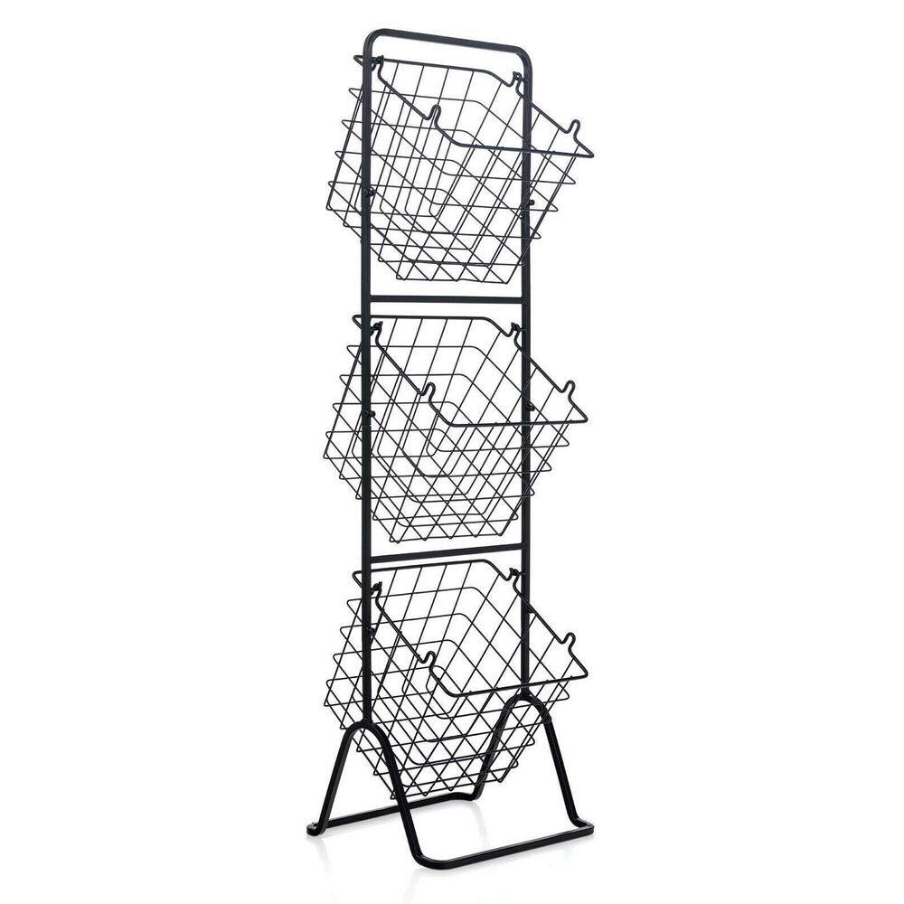 1-Piece 3-Tier Fruit Basket Stand with Adjustable Heights - Hercitys