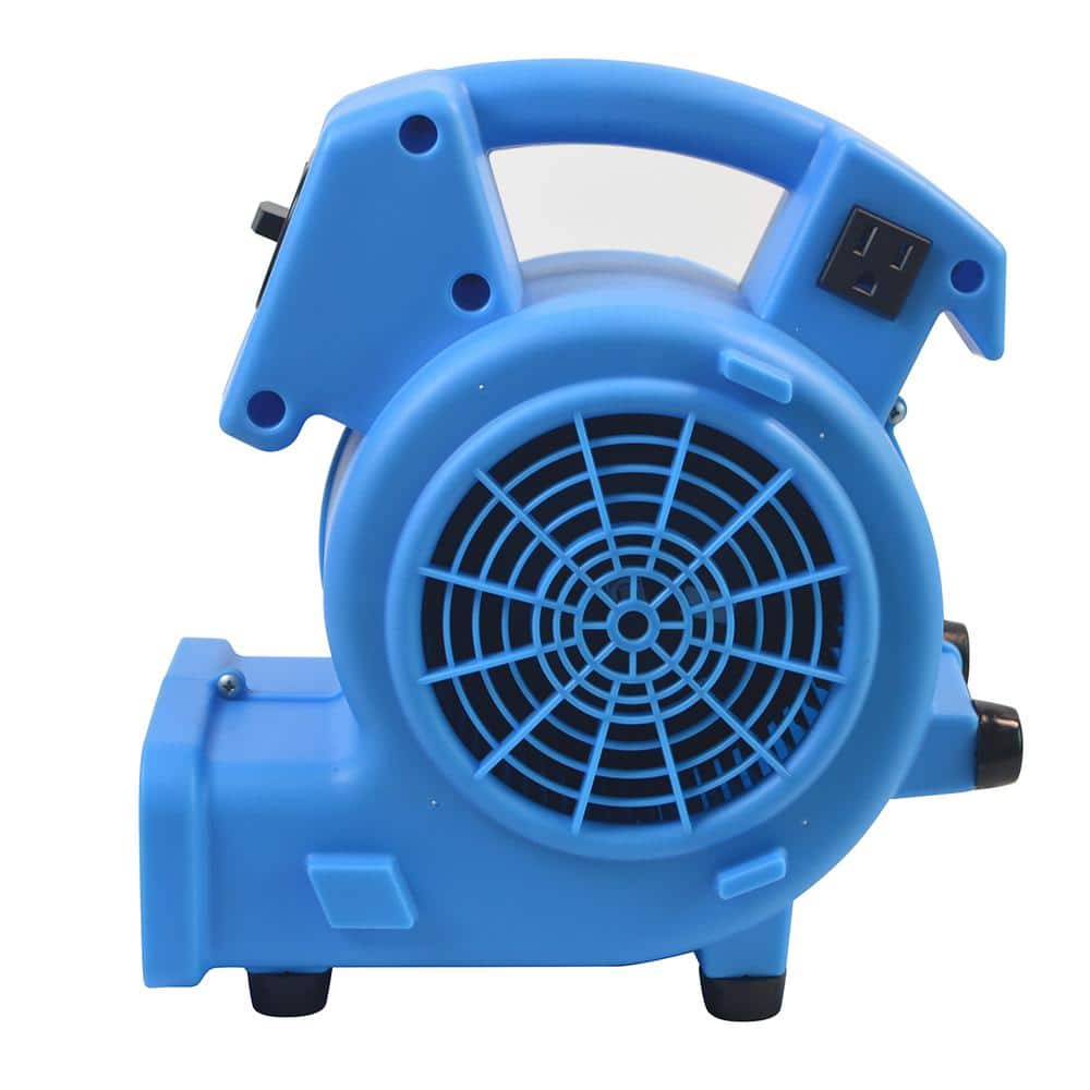 11 in. 1/8 HP 3-Speed Blower Fan in Blue with Daisy Chain Capability, Stackable - Hercitys