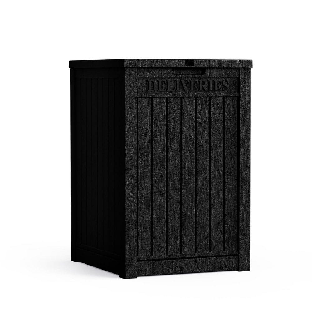 51 Gal. Waterproof Double-Wall Resin Deck Box with Lockable Lid in Black - Hercitys