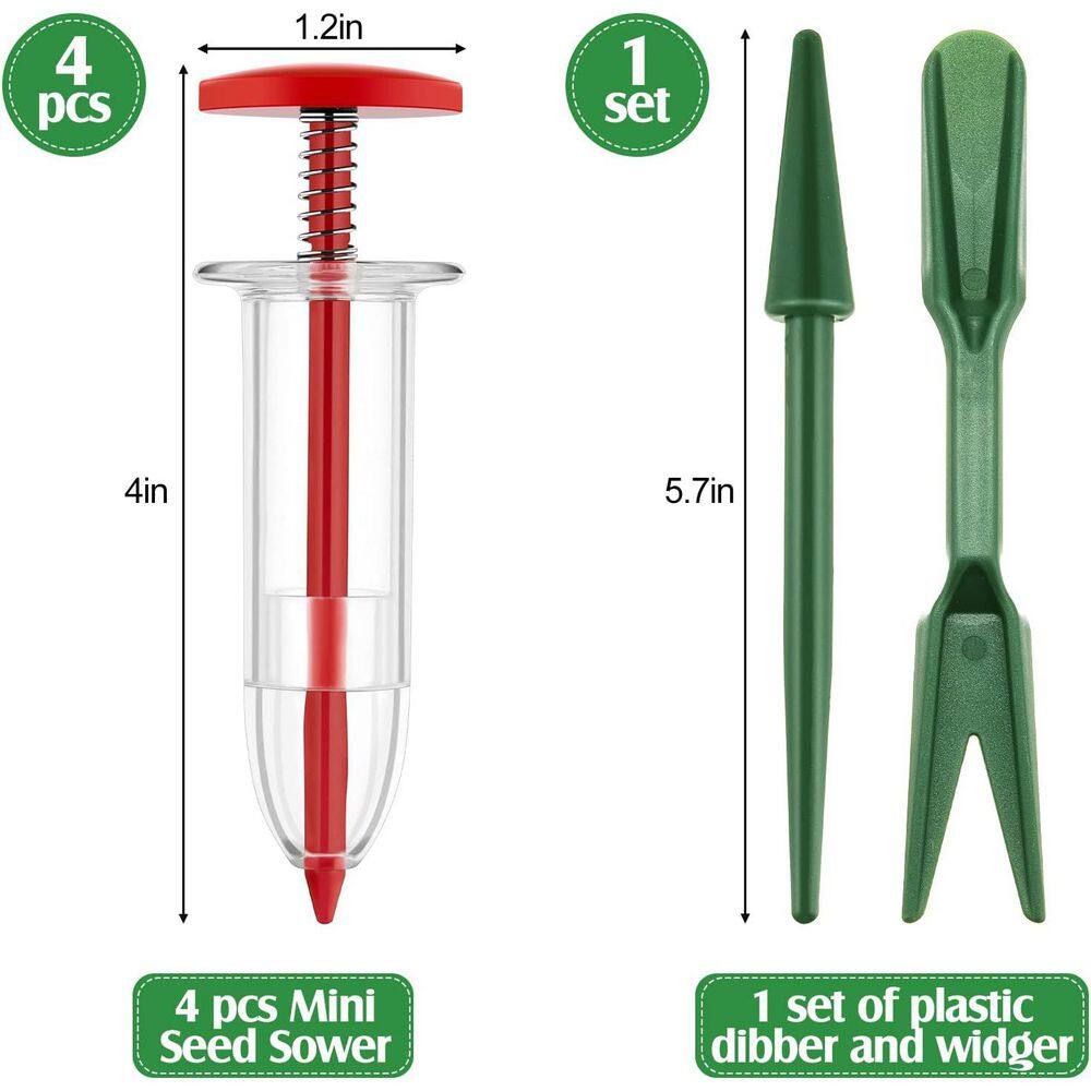 0.1 lb. Plastic Handheld Small Seed Spreader Mini Sowing Seed Dispenser Sower w/ 2 Transplanting Seed Planter, (4 Pack) - Hercitys