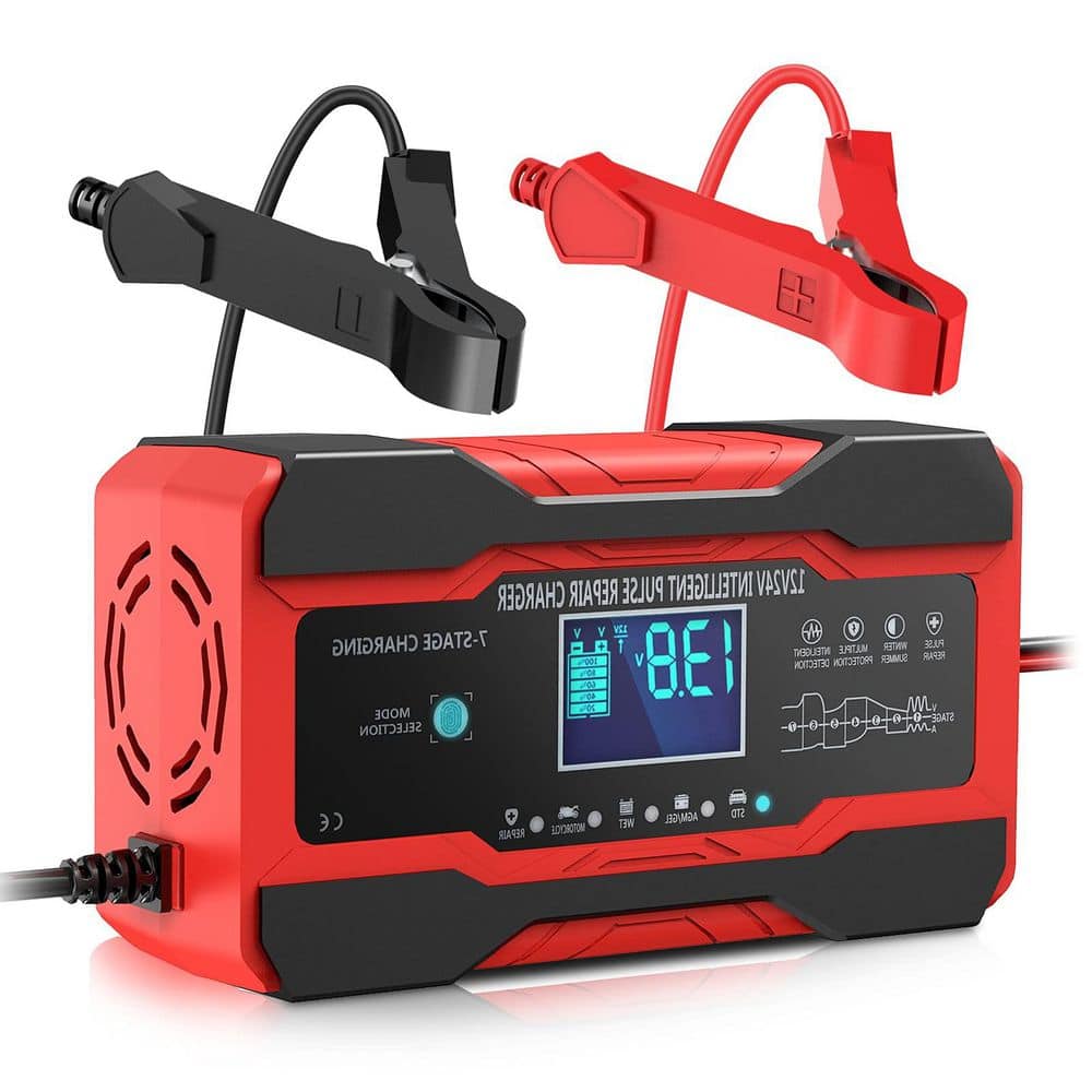 10-Amp 12V 24V Smart Car Battery Charger with LCD Desulfator Temperature Compensation - Hercitys