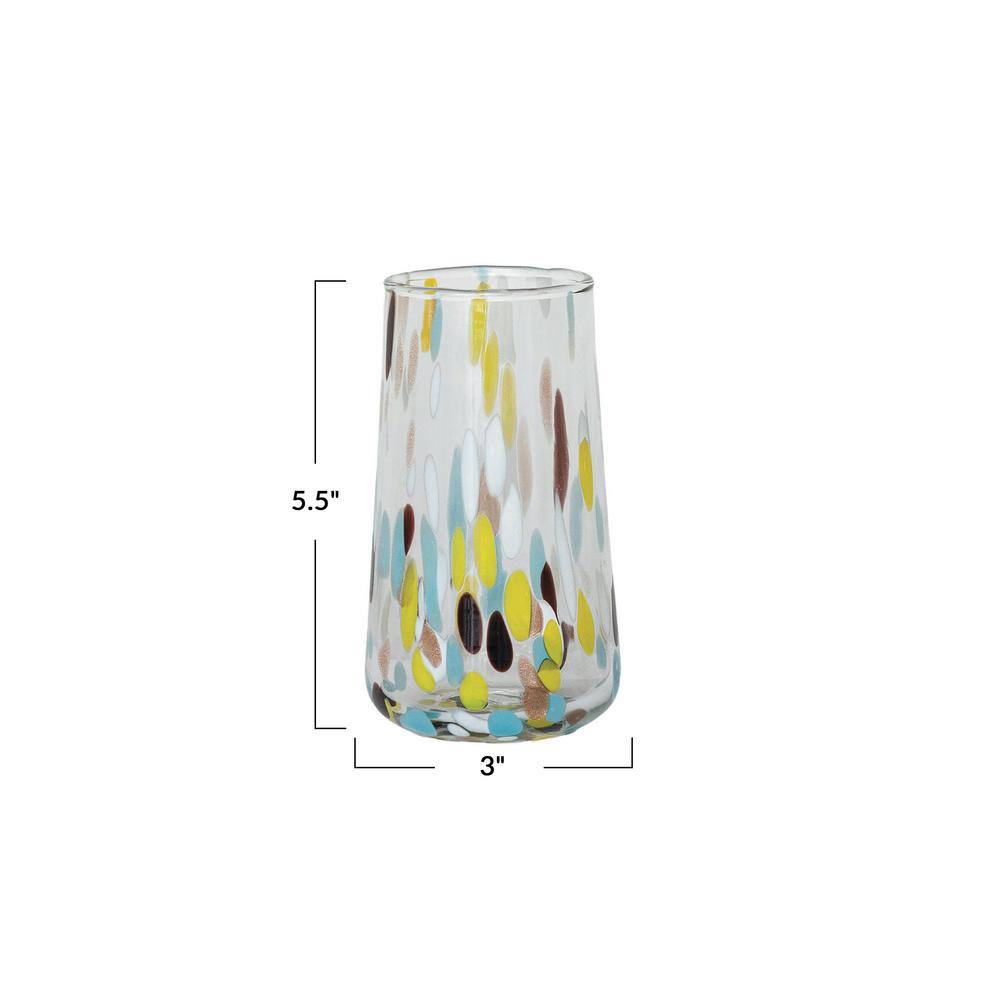 13 fl. oz. Blown Confetti Multicolor Glass Drinking Glass (Set of 6) - Hercitys