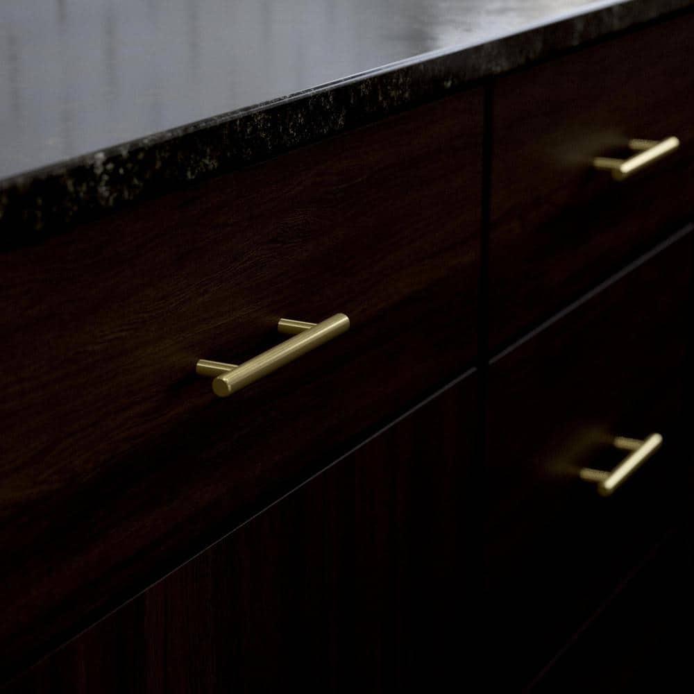 30-Pack Simple Round Bar 3 in. (76 mm) Modern Satin Gold Cabinet Drawer Pulls - Hercitys