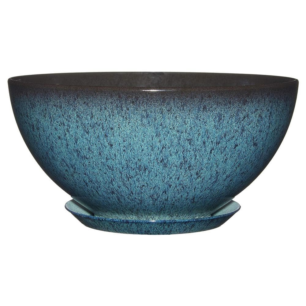 10 in. Indigo Speckle Rosie Bowl Resin Planter - Hercitys