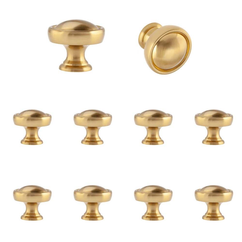 10-Pack Grayson 1-1/8 in. (29 mm) Traditional Satin Brass Round Cabinet Knob - Hercitys