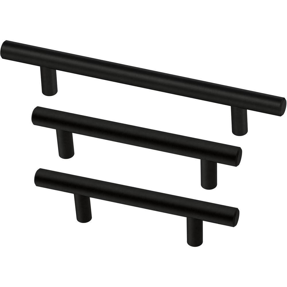 10-Pack Solid Bar 3 in. (76 mm) Modern Matte Black Cabinet Drawer Bar Pulls - Hercitys