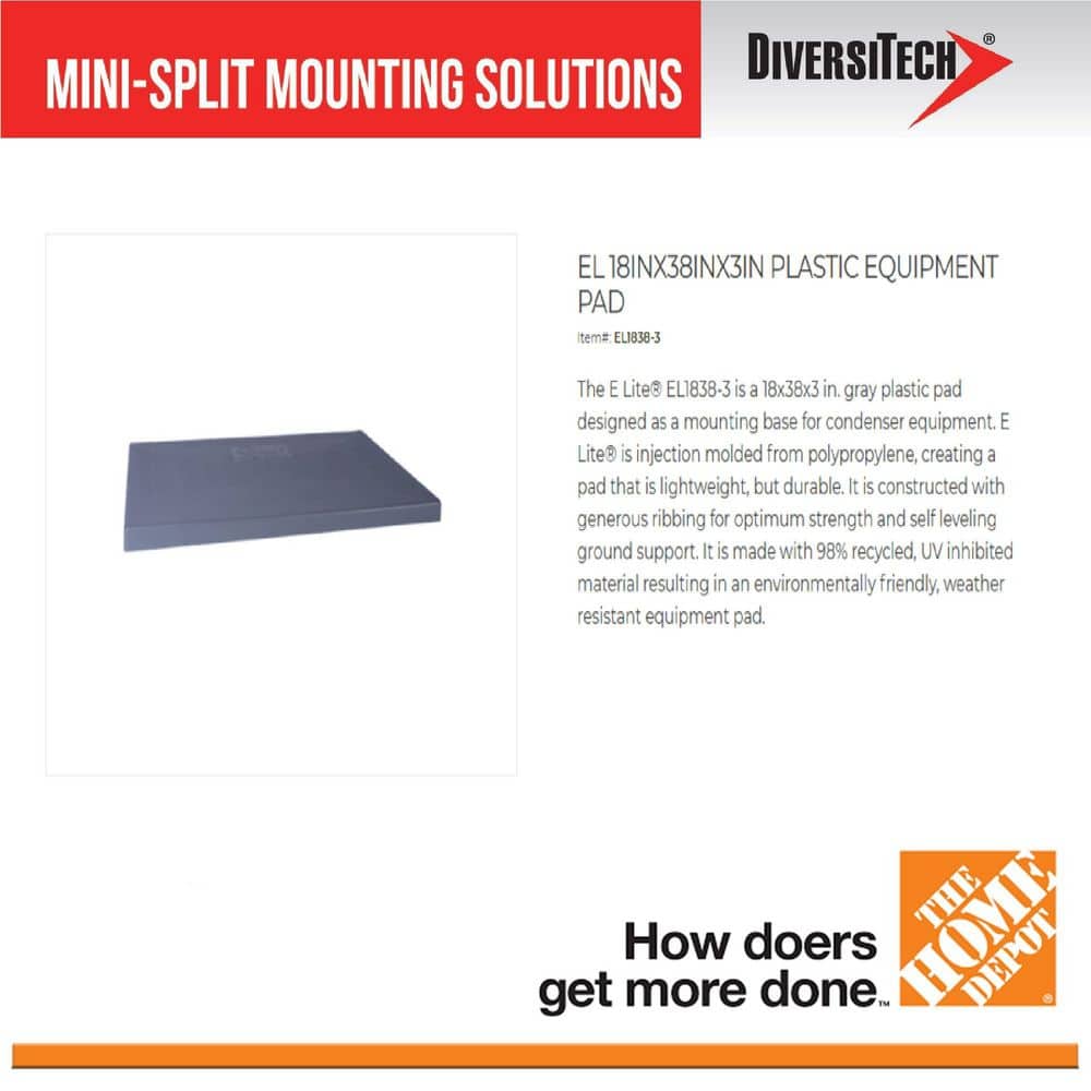 18 in. x 38 in. x 3 in. E Lite Plastic Mini Split Condensor Pad - Hercitys