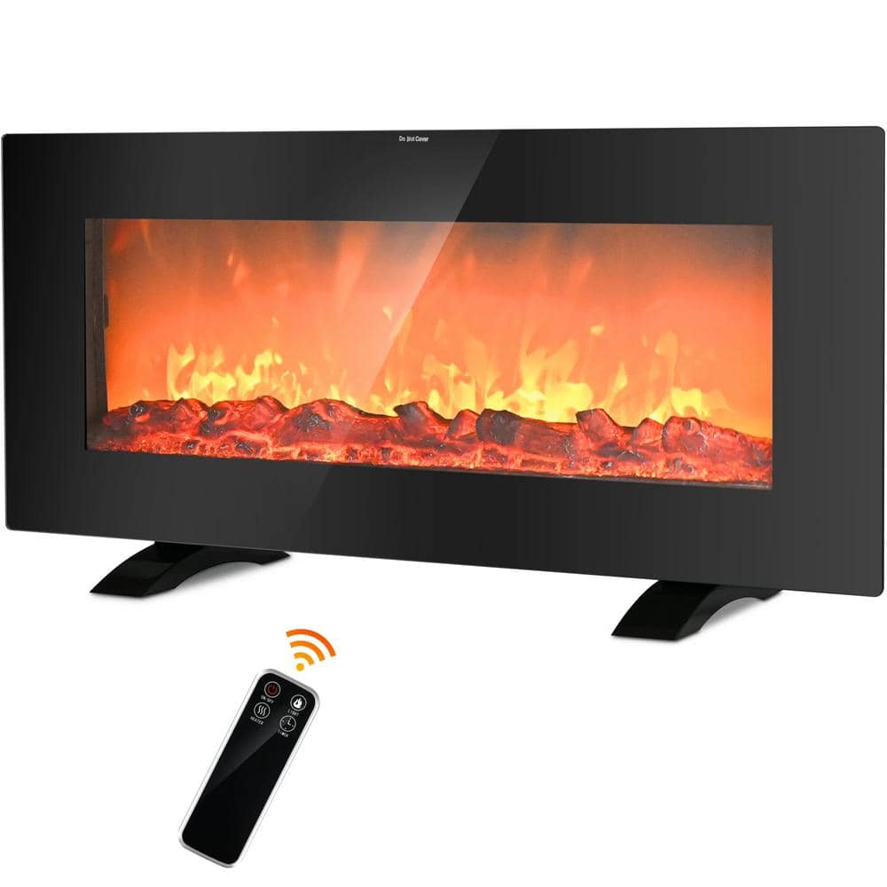 36 in. 1500-Watt Freestanding or Wall-Mounted Electric Fireplace and Heater, Safety Features, ETL Certified in Black - Hercitys