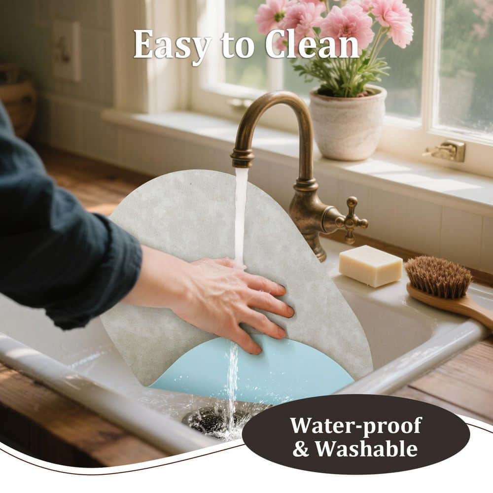 11.8 in. W x 17.5 in. H Light Grey Oval Leather Heat Resistant Placemats Set of 4 - Hercitys