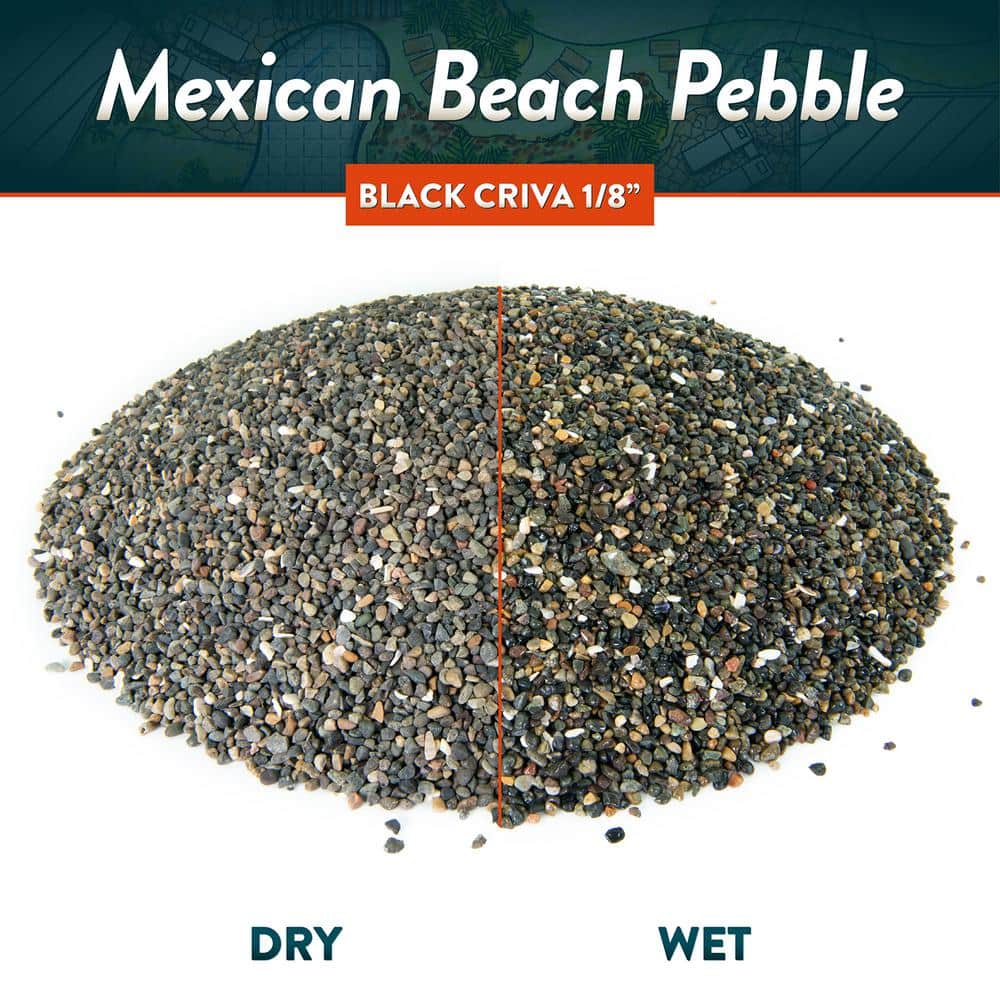 0.25 cu. ft. 1/4 in. Black Criva Mexican Beach Pebble Smooth Round Rock for Gardens, Landscapes and Ponds - Hercitys