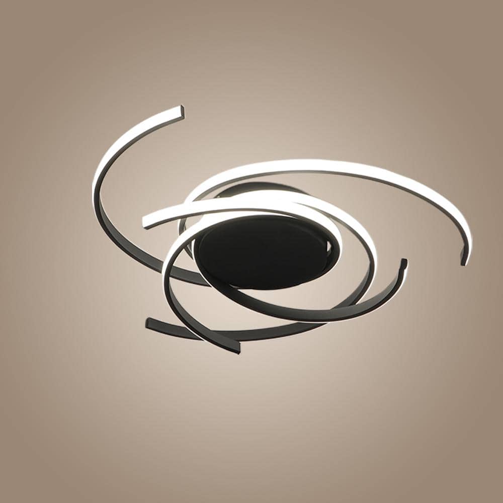 22 in. 6-Light Integrated LED Flush Mount Black Finish Modern Dimming Ceiling Light for Living Room Bedroom Entry - Hercitys