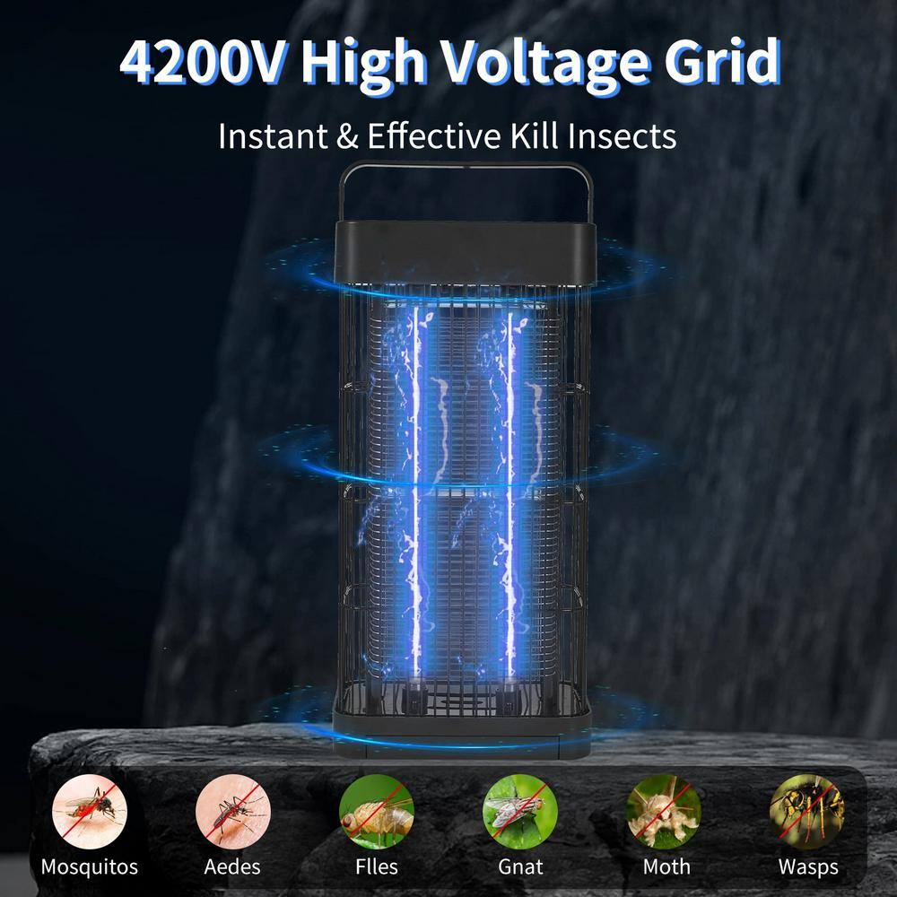 20-Watt Large Electronic Outdoor Insect Killer Mosquito Bug Zapper Repellent for Home. Farm, Backyard and Garage, Black - Hercitys