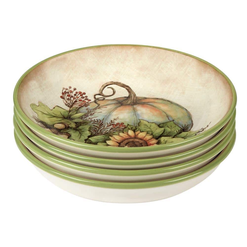 36 fl. Oz. Multi-Colored Earthenware Autumn Breeze Bowls Set of 4 - Hercitys