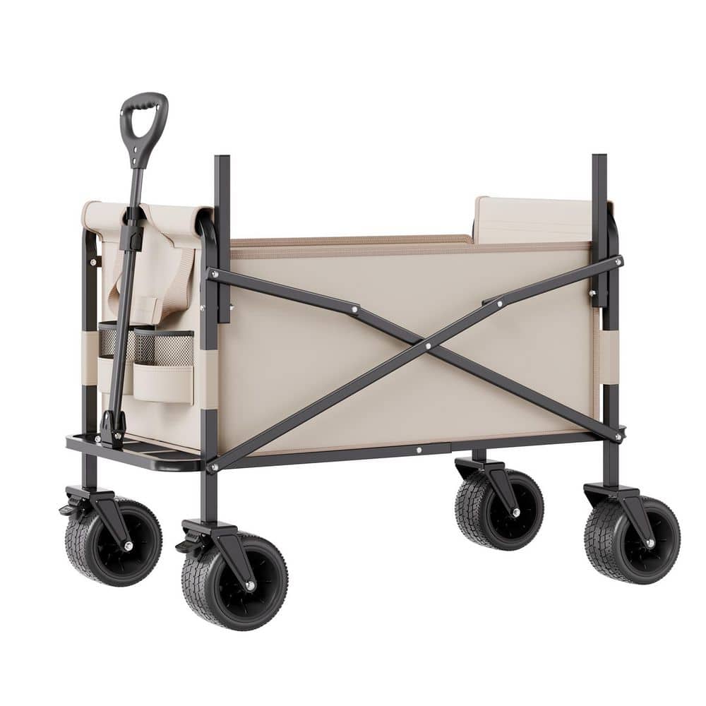 12.7 cu. ft. Collapsible Folding Wagon 550 lb. Load Fabric Utility Wagon, 2 in 1 Foldable Garden Carts Converts to Bench - Hercitys