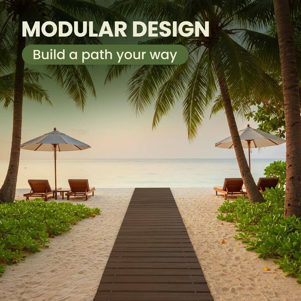 11.5 ft. Roll-Out Wooden Garden Pathway, Weather-Resistant and Non-Slip Patio Path, Brown - Hercitys