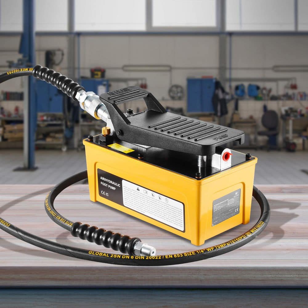 10,000PSI Air Hydraulic Pump, 0.42 Gal. Reservoir, NPT 3/8 In. Oil Outlet, NPT 1/4 In. Inlet, Aluminum Shell Foot Pump - Hercitys