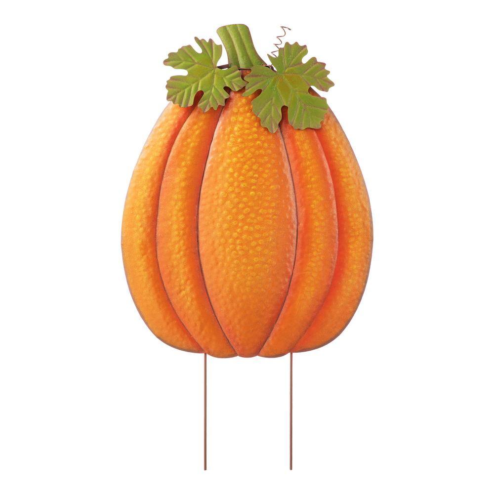 37.75 in. H Fall Metal Embossed Glitter Pumpkin Yard Stake - Hercitys