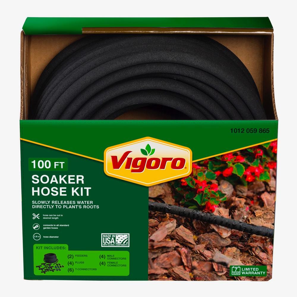 3/8 in. x 100 ft. Heavy-Duty Garden Drip Irrigation Soaker Hose System - Hercitys