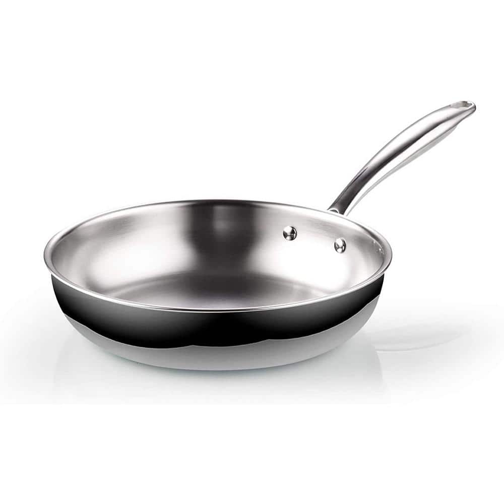 10 in. Tri-Ply Clad Stainless Steel Skillet Saute Frying Pan - Hercitys