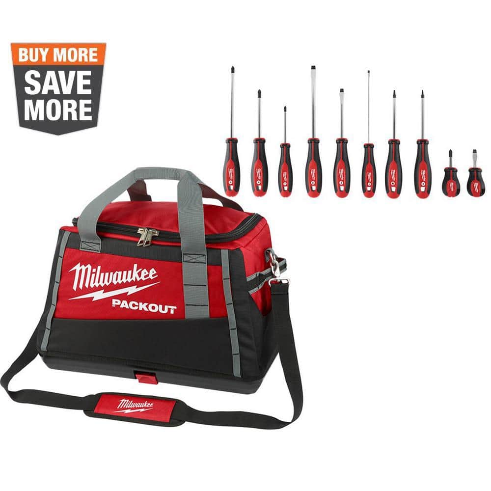 20 in. PACKOUT Tool Bag/Tote with Screwdriver Set (11-Piece) - Hercitys
