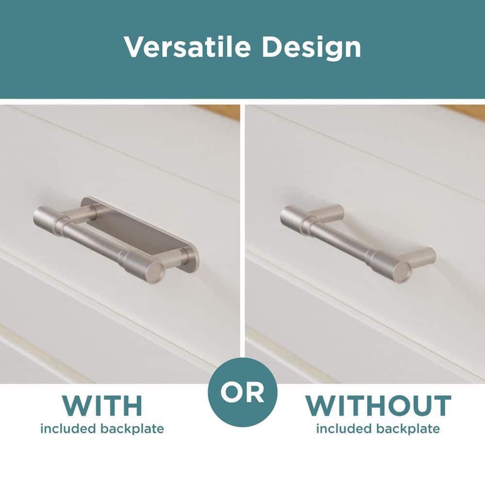 (10-Pack) Round Layered Backplate 3 in. (76 mm) Modern Satin Nickel Cabinet Handle Drawer Bar Pulls - Hercitys