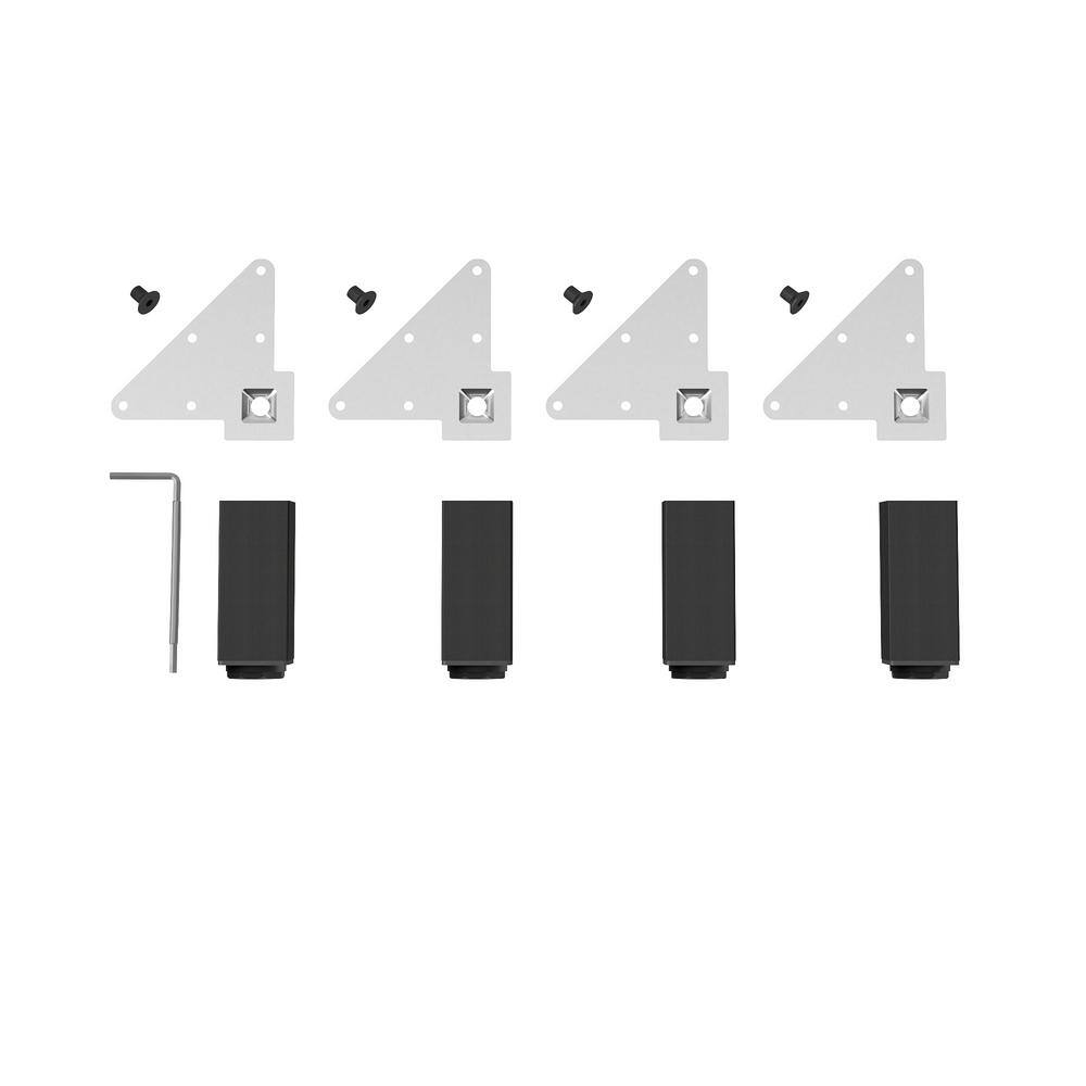 (4-Pack) 4 3/4 in. (120 mm) Matte Black Metal Square Furniture Leg with Leveling Glide - Hercitys